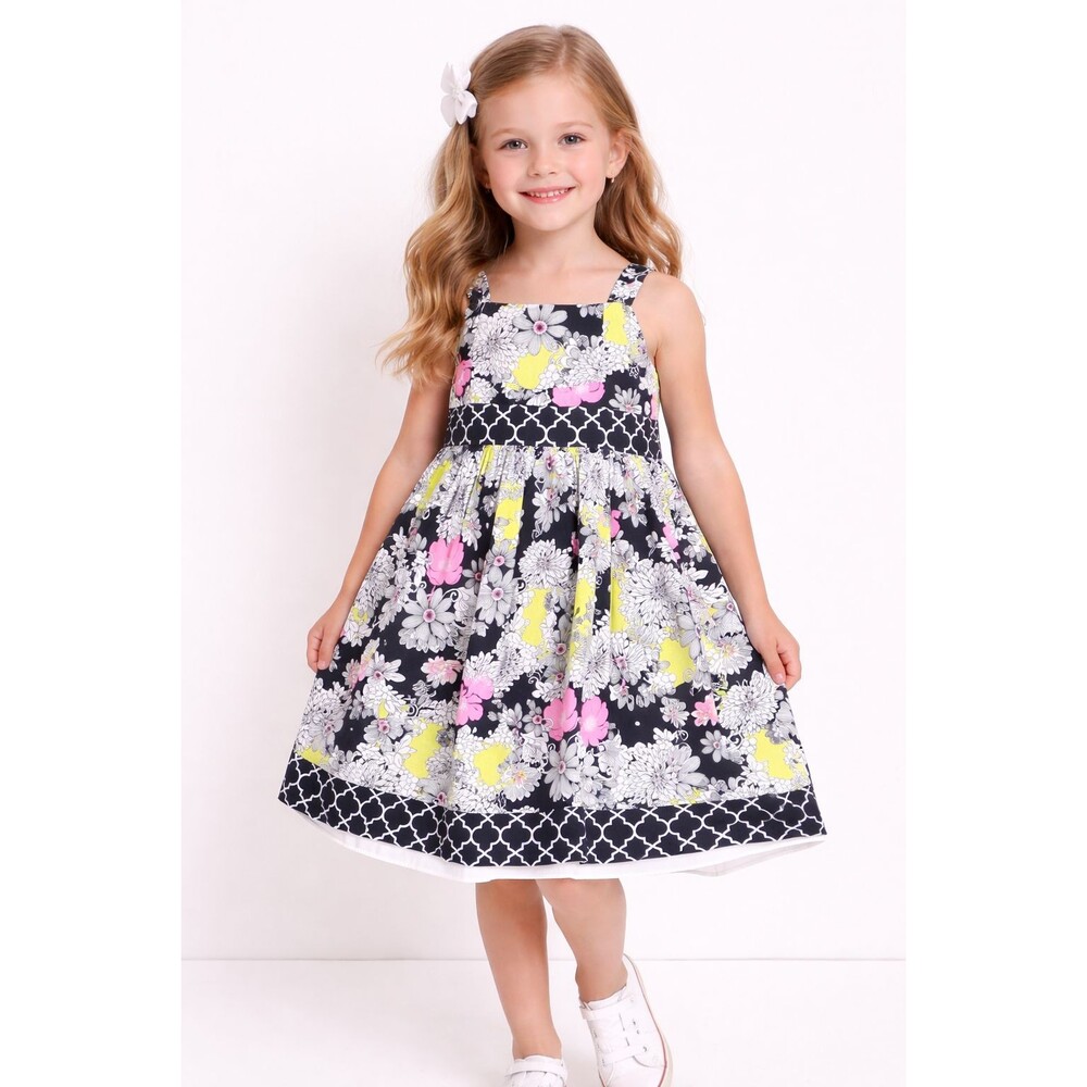 Bonnie Jean Girls 6 Floral Party Dress Black Pink Easter Wedding Spring